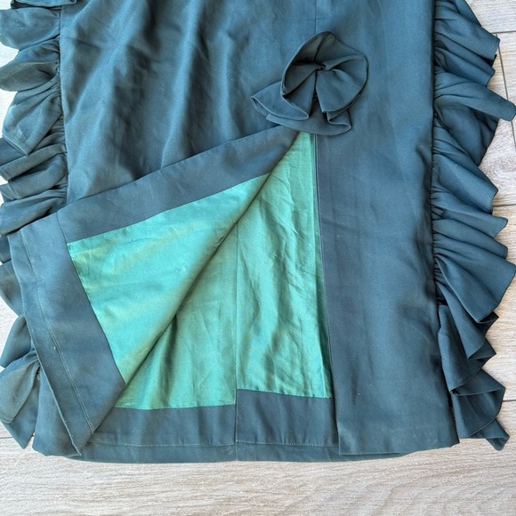 Modish Elegant Dark Green Ruffle Midi Dress - Picture 8 of 15